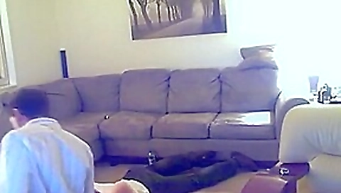 Threesome sex in living room Threesome sex in living room