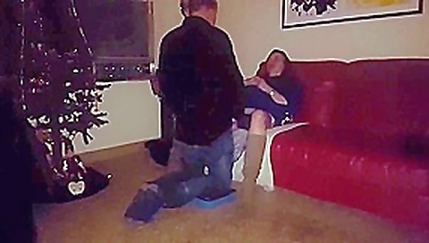 Cuck and wife lick bullfriend together Cuck and wife lick bullfriend together